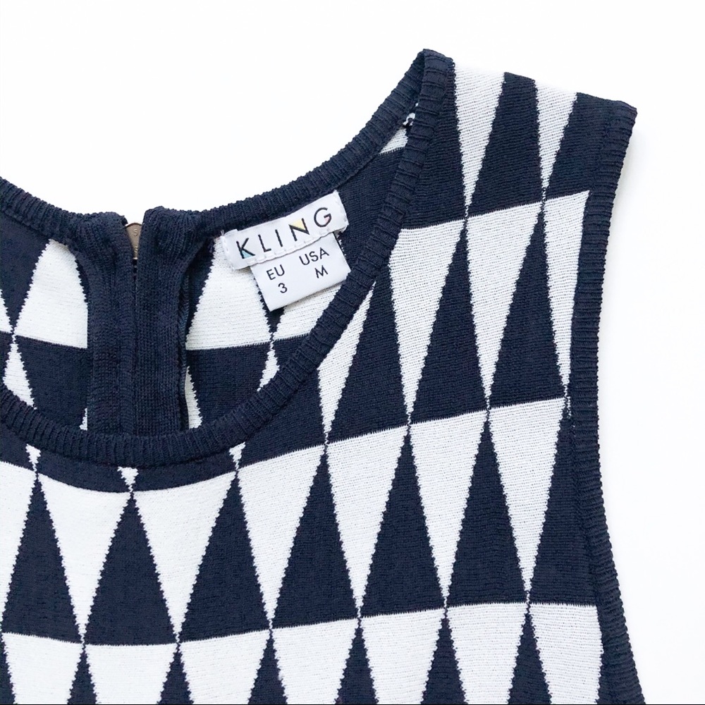 Kling Navy And White Geometric Dress View 3